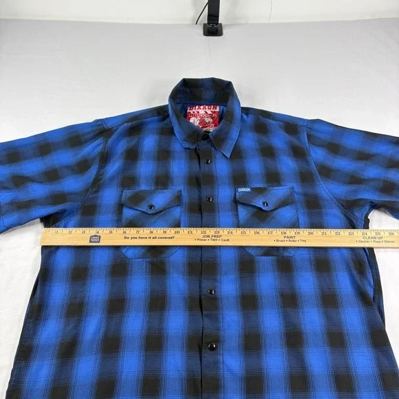 Dixxon Flannel Co Shirt Men XL Blue Plaid Pearl Snap Up City Gardens Bamboo Camp - Picture 5 of 11